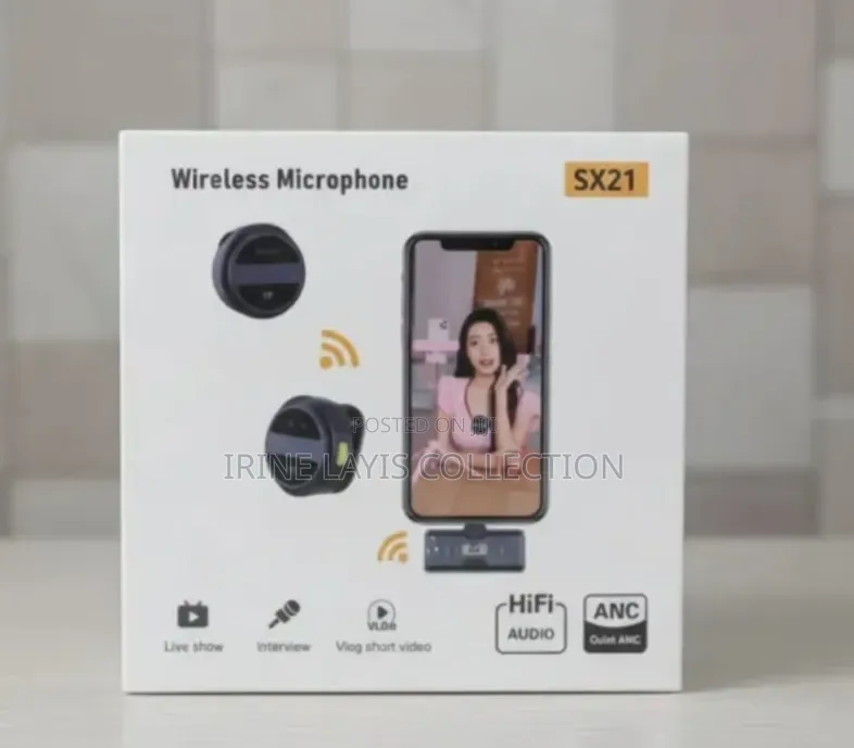 Wireless Lavalier Microphone Set Featuring Noise Reduction.