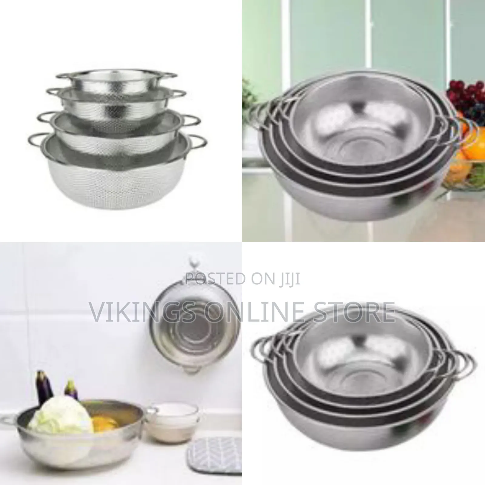Other 4 Piece Rice, Vegetable Washing Strainer/Sieve/Colander- Silver