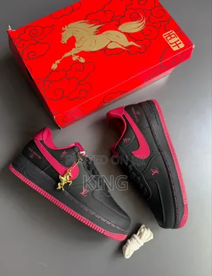 Louis Vuitton Air Force 1 '07 Lv8 Shoes Black and Red