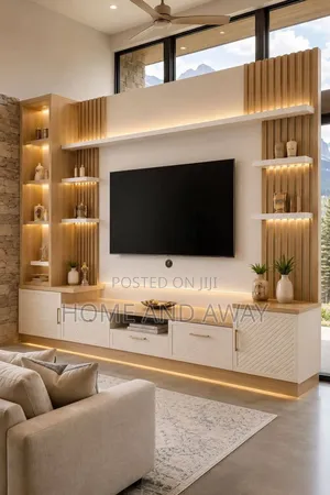 Wall Unit Tv Stands With Led Lights Floating Shelves 1,880,000/-
