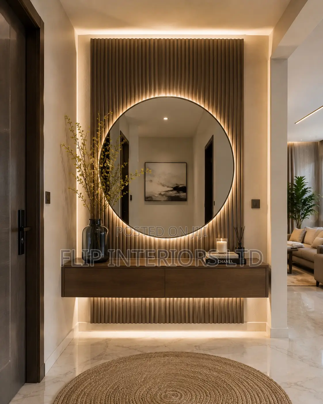 High-End Entrance Mirror Feature Wall Solutions