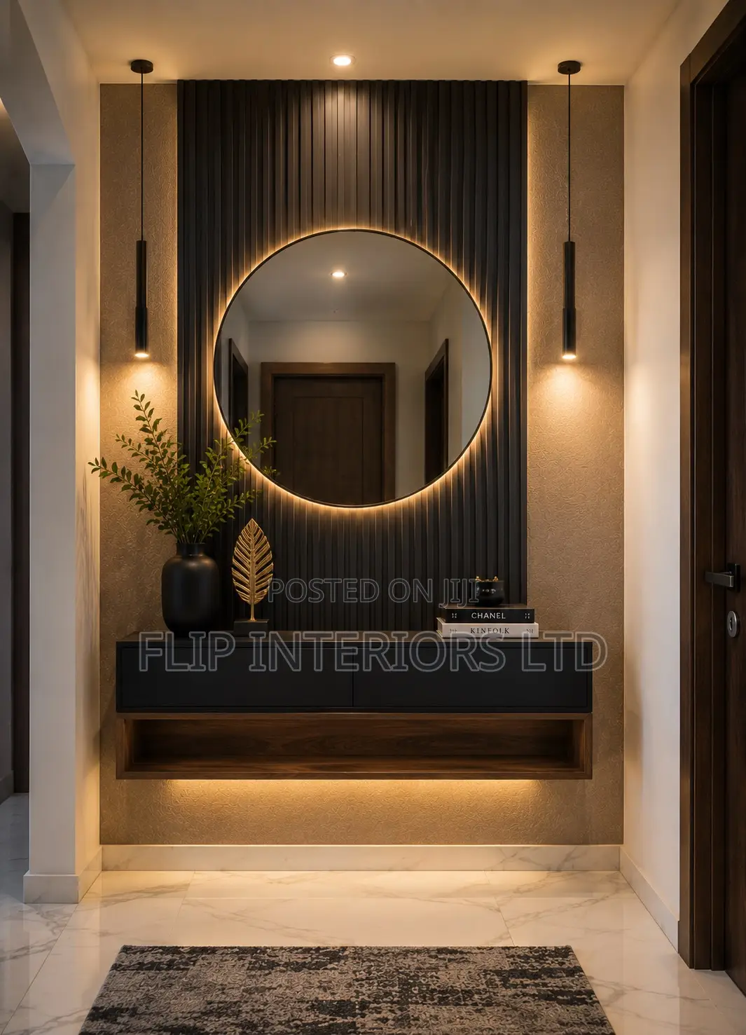 Stylish Console Area Lighting Wall Finishing Services