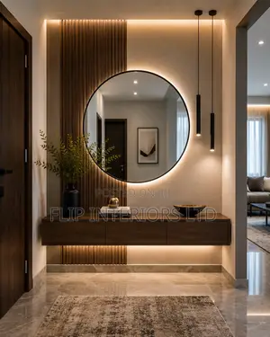 Luxury Hallway Mirror Floating Console Installations