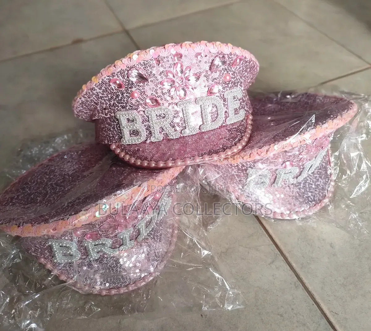 Uk Pink Sequin Bride Captain Hat.