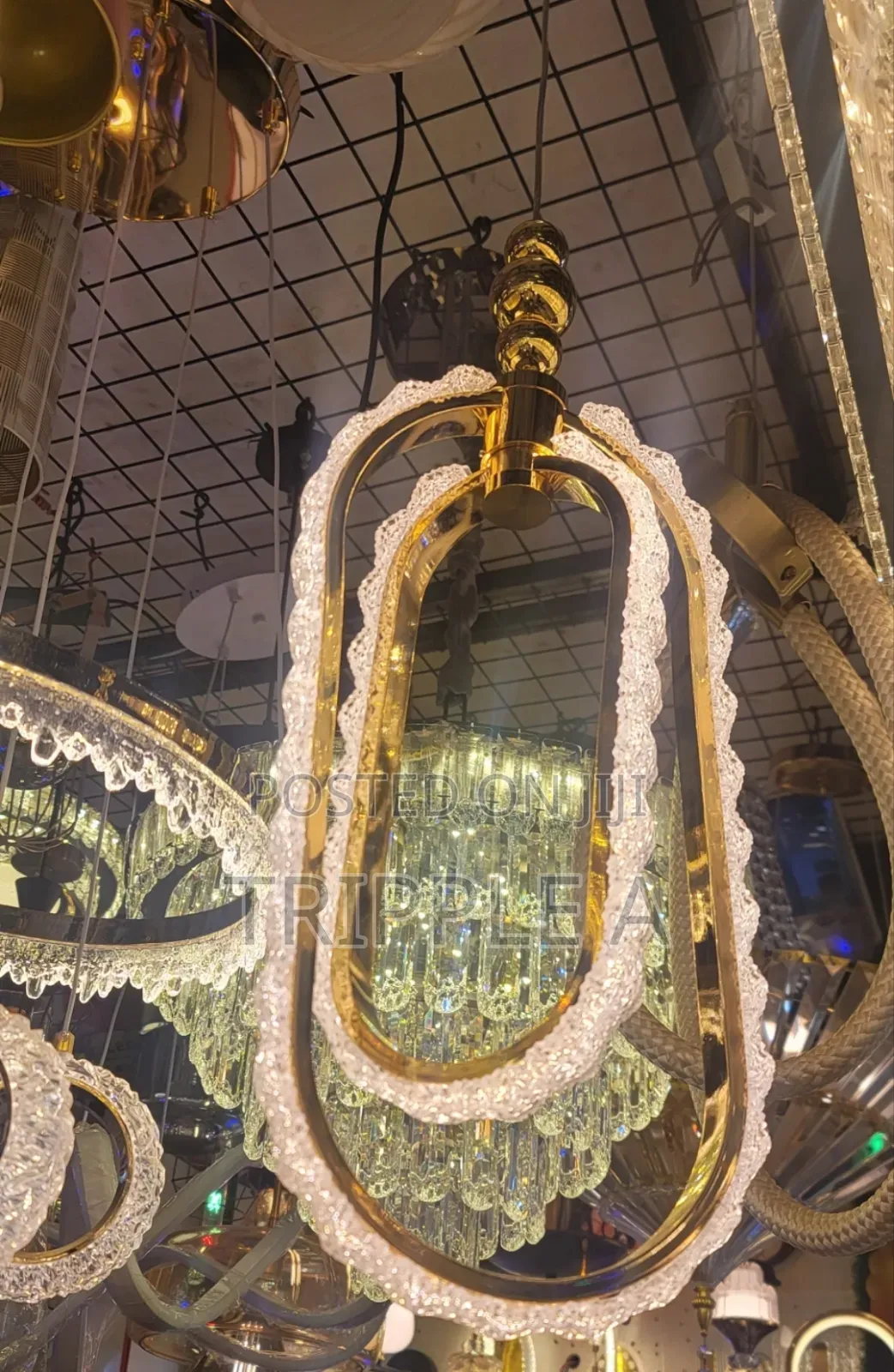 Two Nested Oval Frames Pendant Light