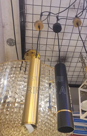 Modern Black and Brass Gold Cylindrical Pendant Lights