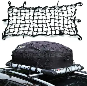 Aluminum Car Roof Rack Basket Paired With an Elastic Bungee Cargo Net.