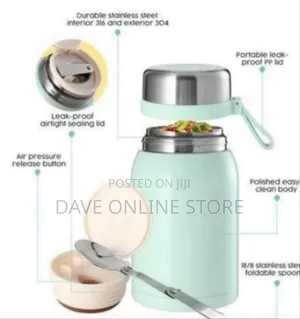 Premium Insulated Stainless Steel Food Jar With Folding Spoon