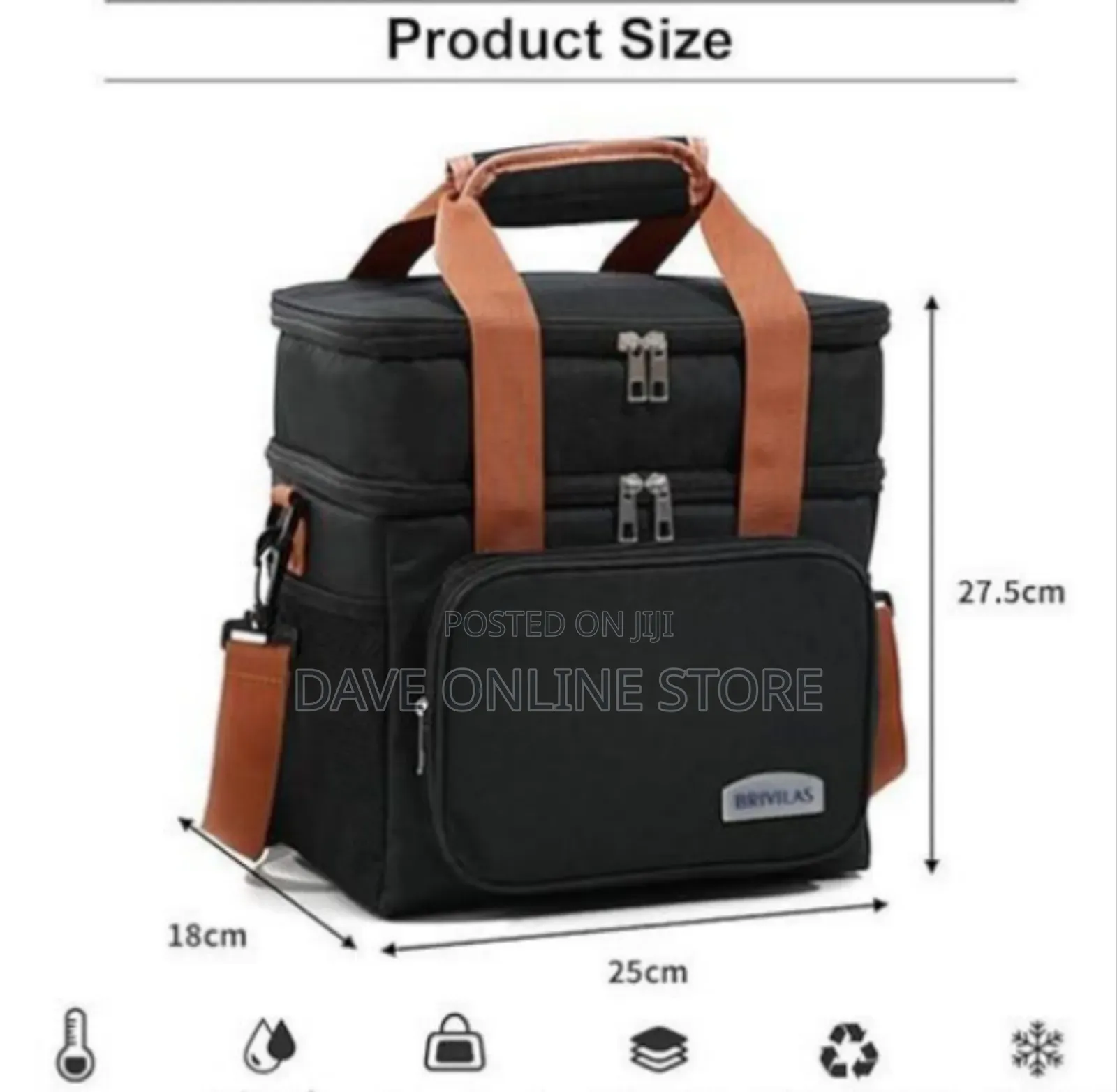 Insulated Dual-Compartment Lunch Cooler Bag With Shoulder Strap