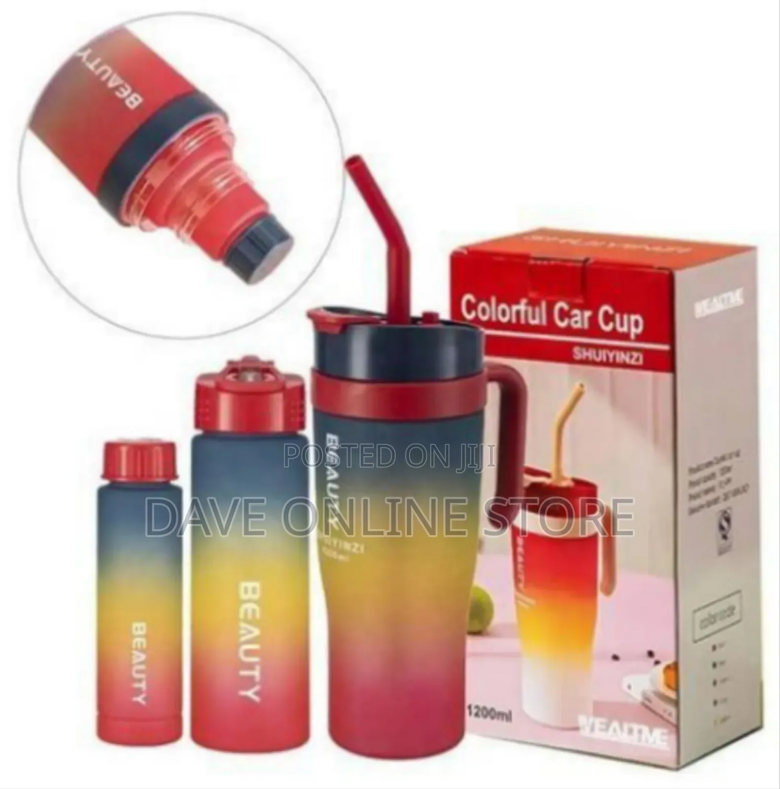 3 Pieces Plastic Colorful Car Cups