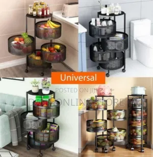 4-Tier Rotating Kitchen Storage Cart With Wheel
