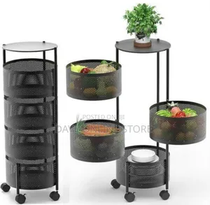 4-Tier Rotating Kitchen Storage Cart With Wheel