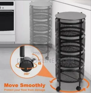 Multi-Layer Rotating Kitchen Storage Cart With Perforated Baskets