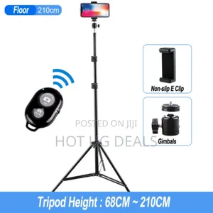 210cm Portable Adjustable Stand Tripod Phone Holder With Bluetooth