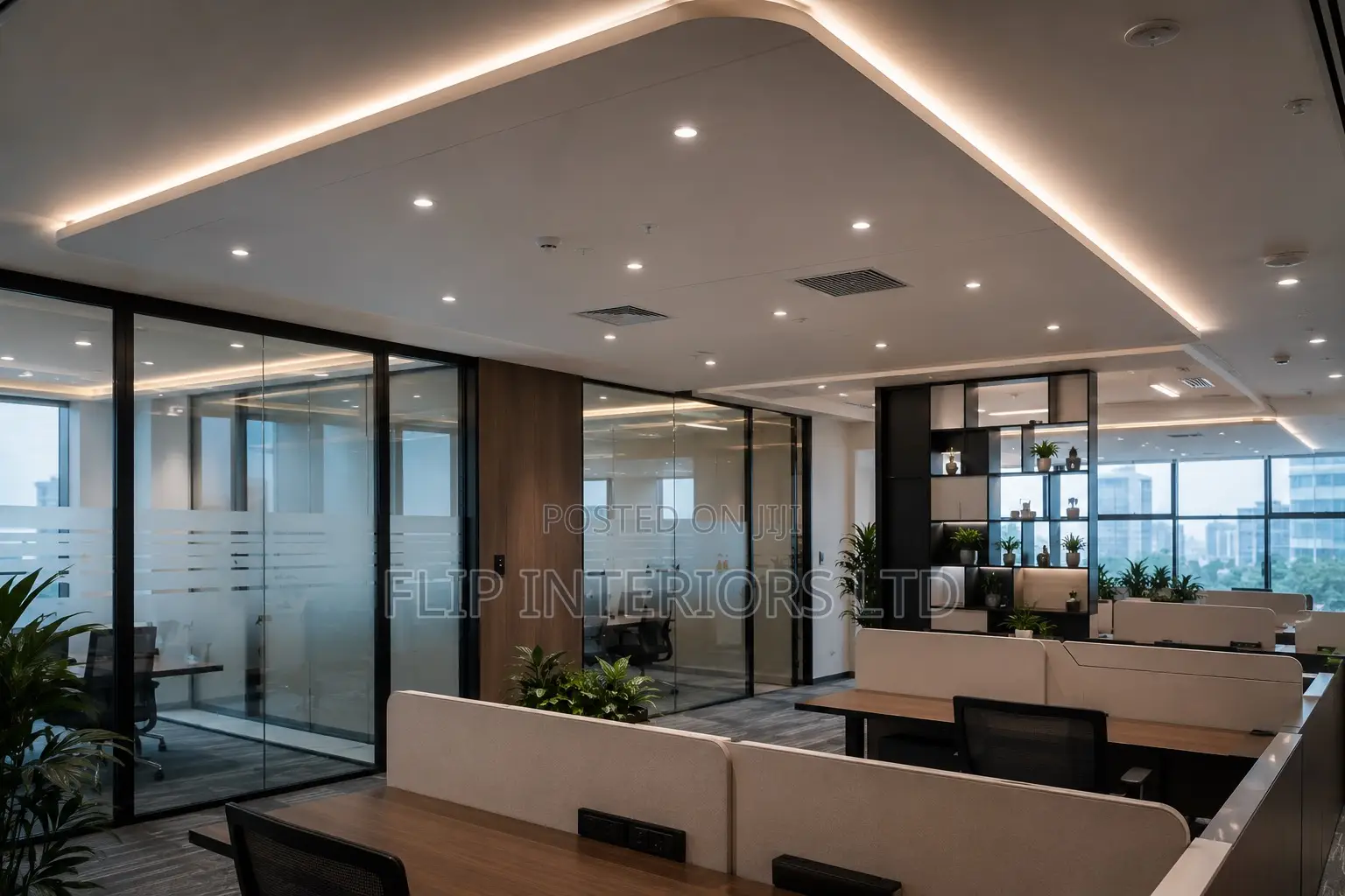 Elegant Workspace Lighting Ceiling Finishing Services