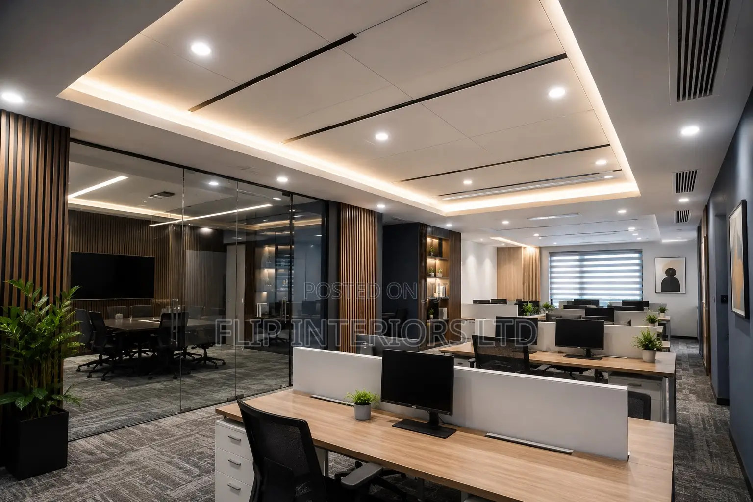 High-End Office Gypsum Ceiling Finishing Services