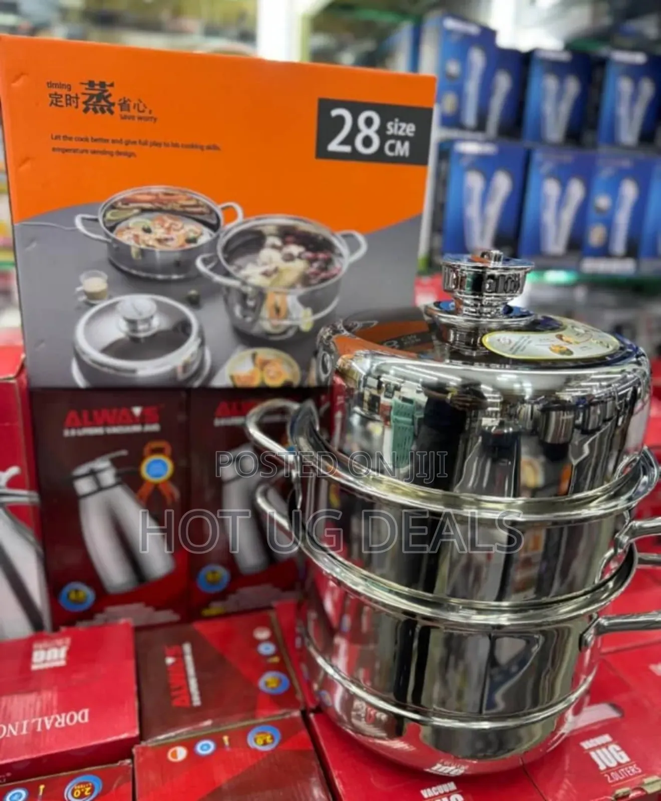 28cm Stainless Steel Food Steamer With a Timer- Color-Silver