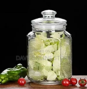 Elegant Ribbed Glass Storage Jar With Glass Lid