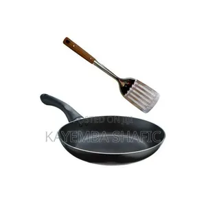 22cm Non Sticky Frying Pan and Spoon - Multicolor