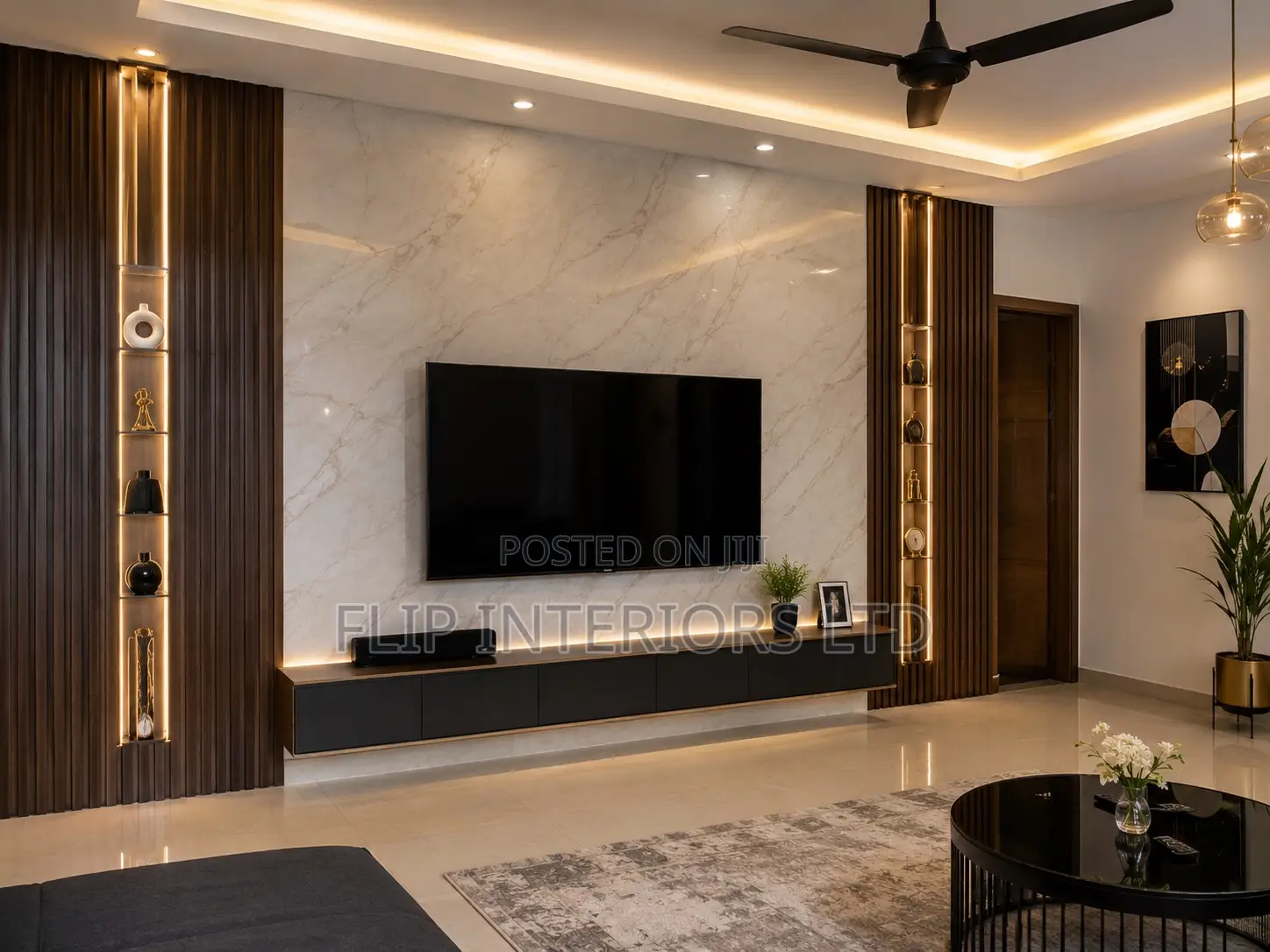 Premium Marble Tv Wall Ceiling Finishing Services