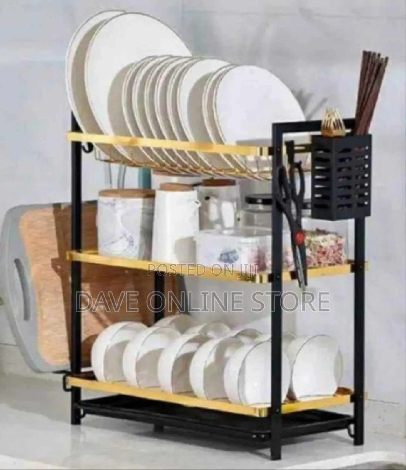 Multi-Functional Three-Tier Dish Drying Rack and Kitchen Organizer