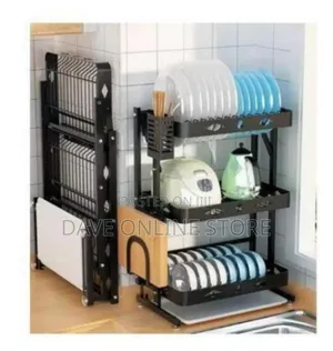 Multi-Tier Foldable Dish Drying Rack and Kitchen Organizer