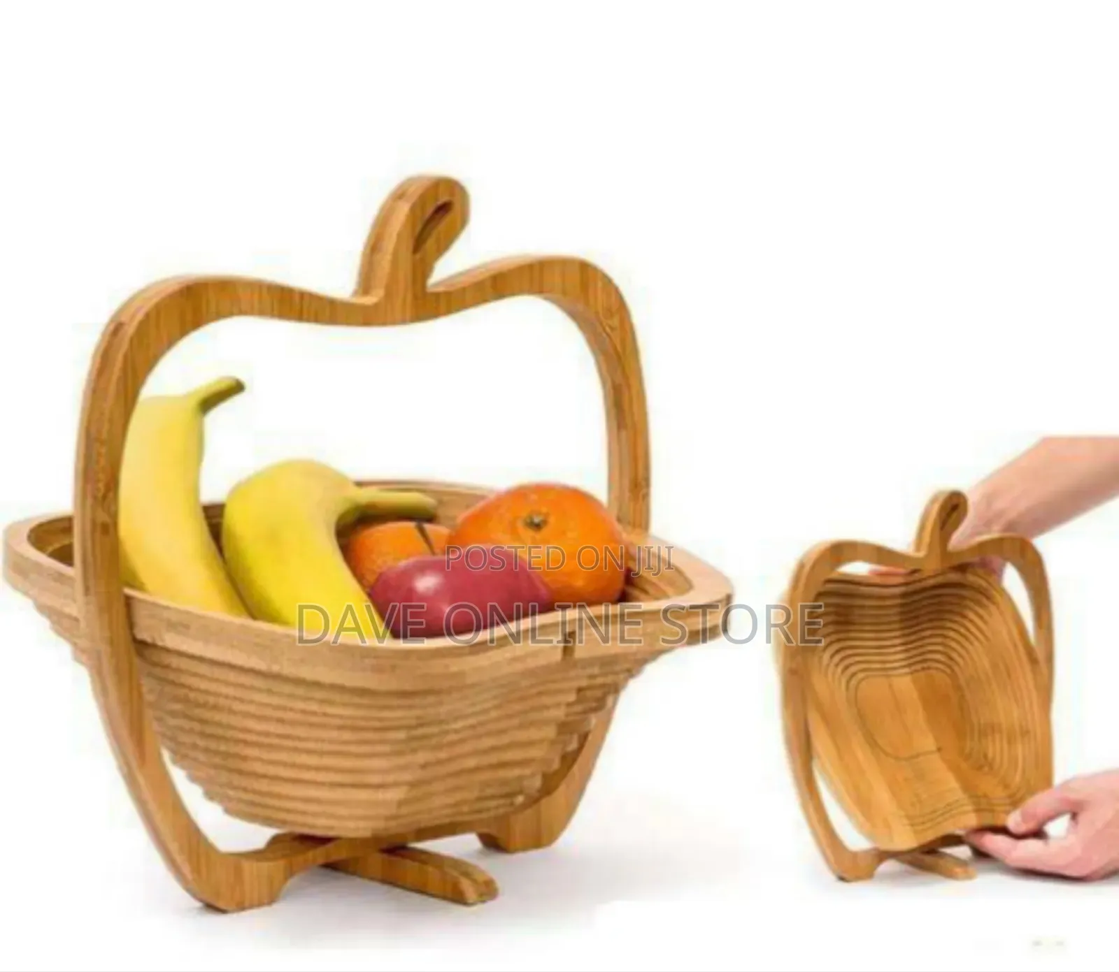 Collapsible Wooden Fruit Basket and Serving Dish
