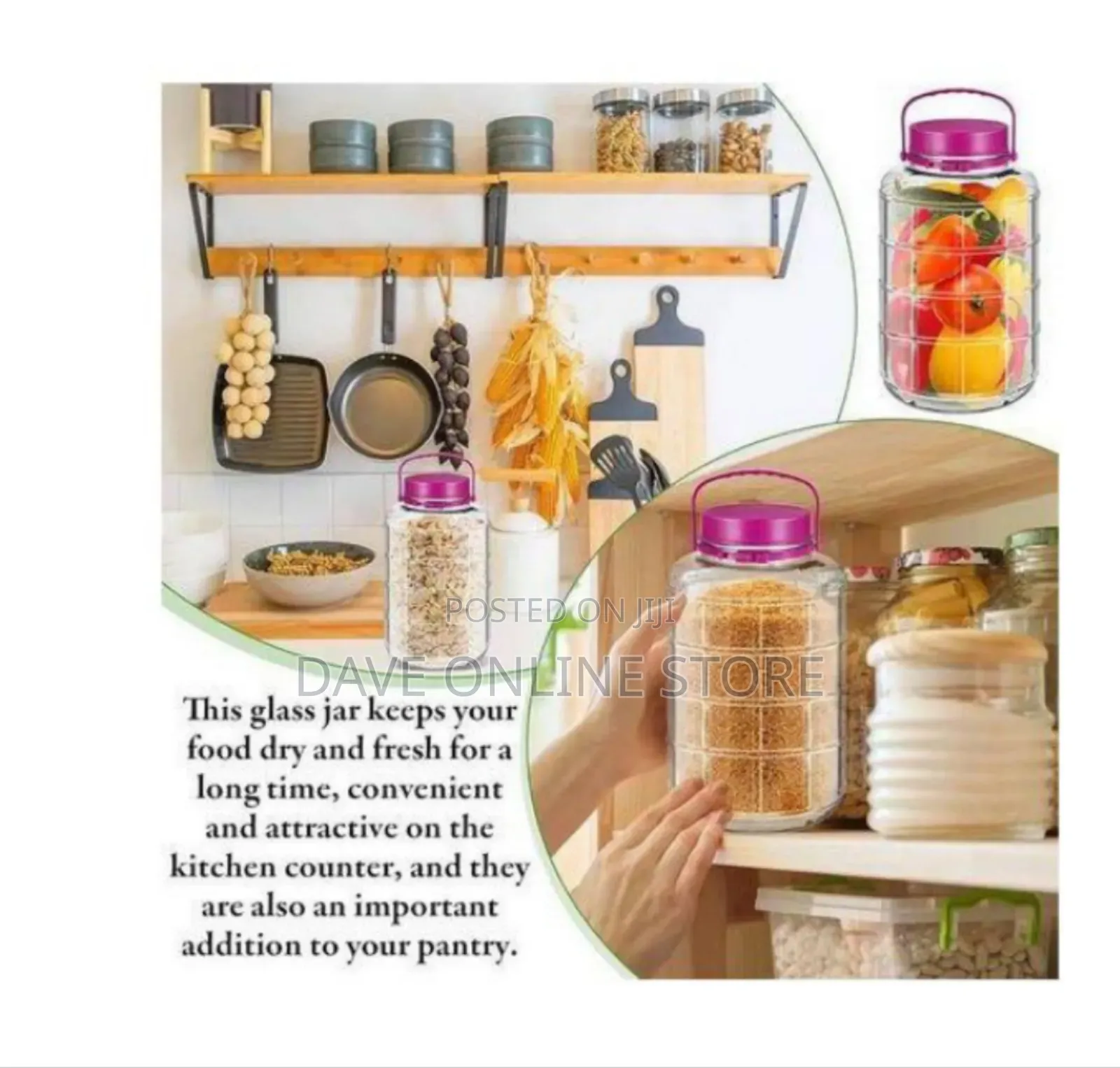 Large Glass Storage Jar / Demijohn With Handle