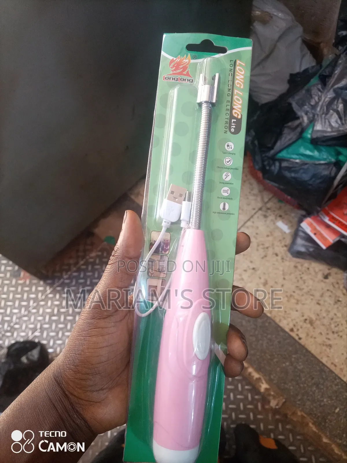 Rechargeable Electric Gas Lighter With a Flexible Neck.