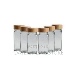 Minimalist Glass Storage Jar Set With Wooden Lids