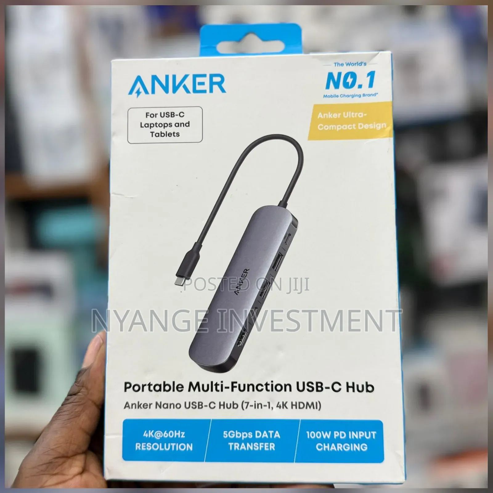 Anker Usb-C Hub (7-in-1) Multiport Adapter for Laptops and Tablets.