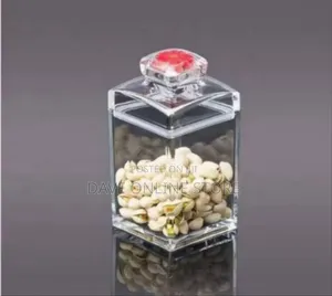 Elegant Square Acrylic Storage Jar With Decorative Lid - Clear