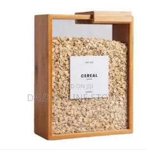 Bamboo Grain Dispenser With Tilt-Pour Lid for Kitchen Storage