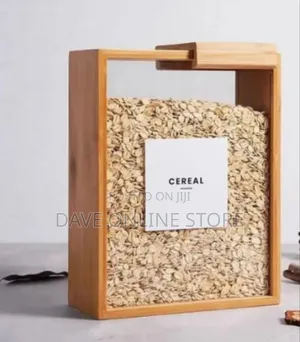Bamboo Grain Dispenser With Tilt-Pour Lid for Kitchen Storage