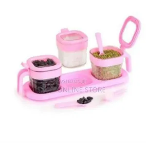 Elegant 3-Piece Dry Food Spice Storage Set With Serving Tray