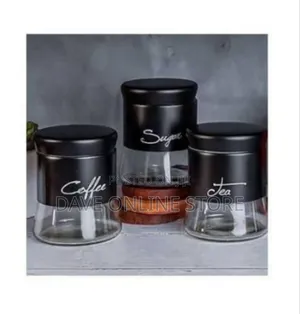 Set of 3 Glass and Stainless Steel Kitchen