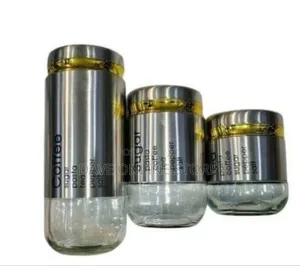3-Piece Set of Modern Glass Storage Canisters With Labels