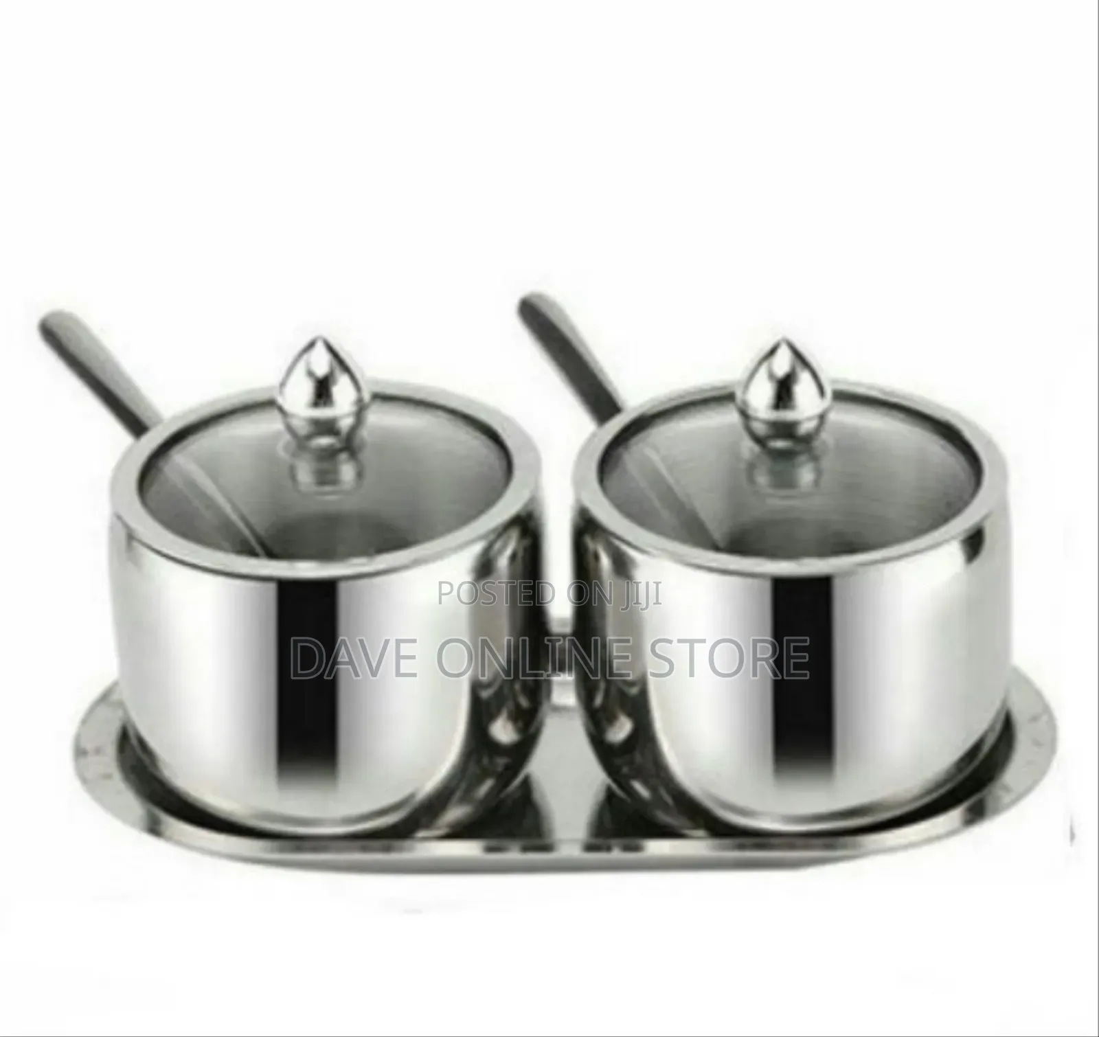 Stainless Steel Spice/Condiment Jar 2-Piece Set With Tray