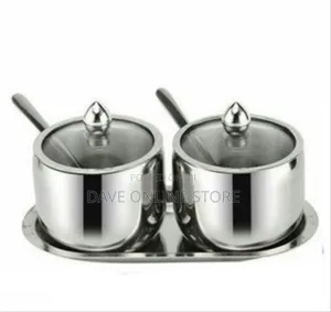 Stainless Steel Spice/Condiment Jar 2-Piece Set With Tray