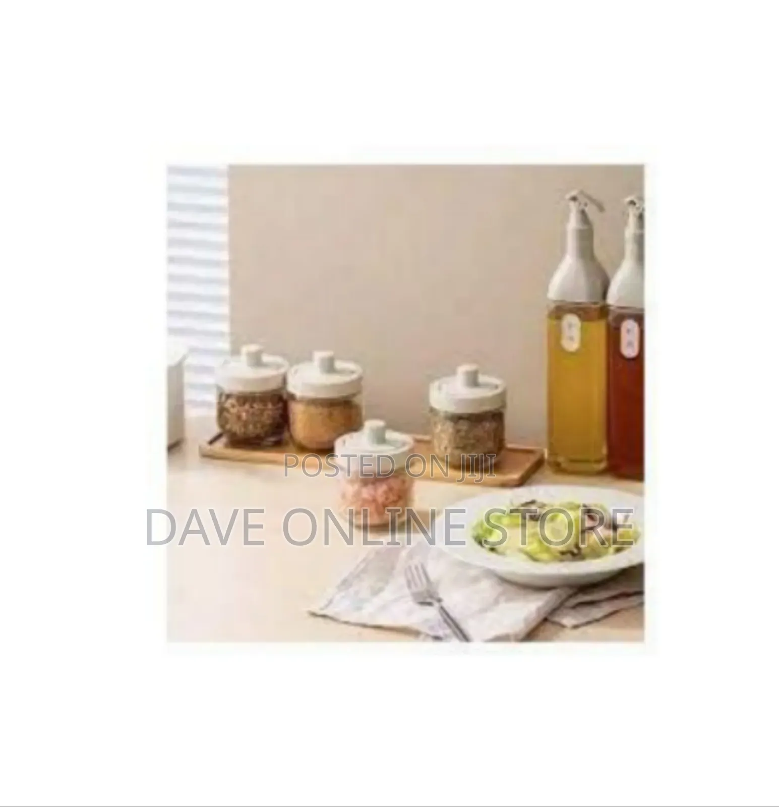 Elegant Glass Oil Dispenser and Spice Jar Set