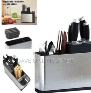 Stainless Steel Multi-Functional Knife Block and Utensil Caddy
