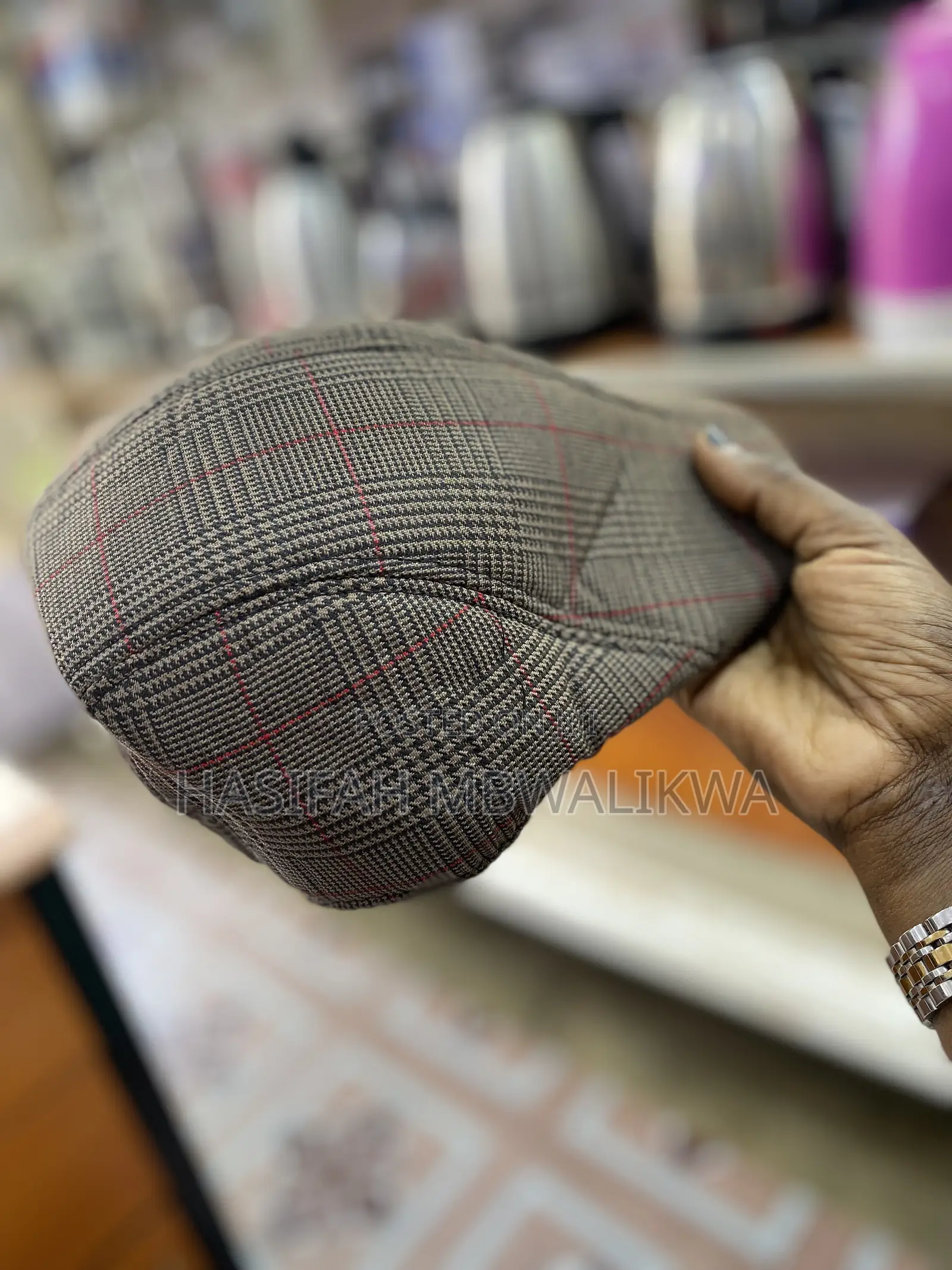 Brown Checked Kangaroo Cap