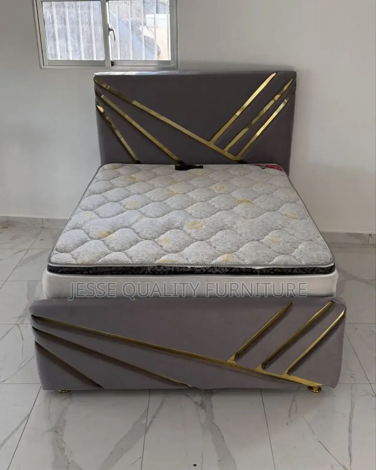 Dark Gray Fabric Bed