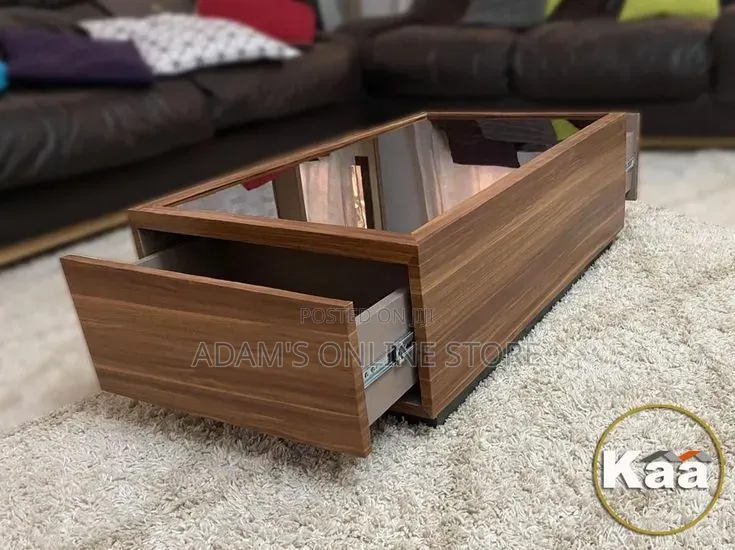 Brown Center Table With Black Glass