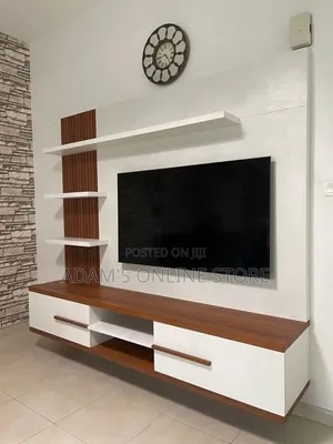 Brown and White Wall Mount Stand