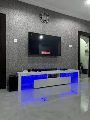 White 7ft Tv Stand With Led Lights