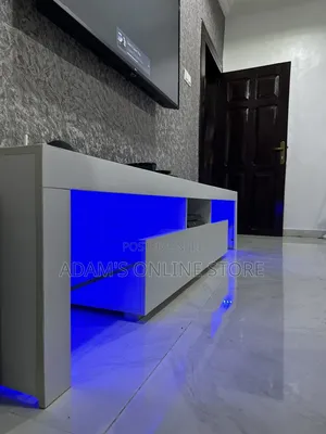 White 7ft Tv Stand With Led Lights