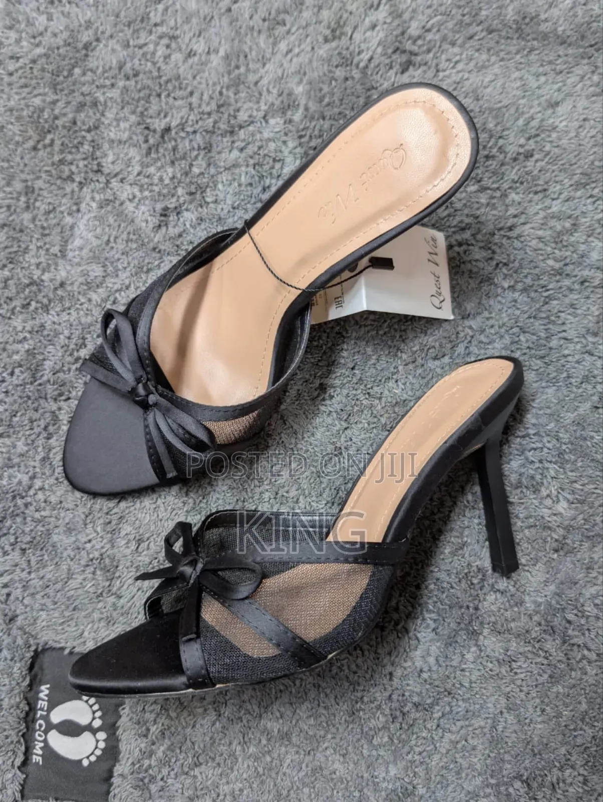 Cuccoo Chicest Rhinestone Bowknot Strap Thin Heel Sandals.