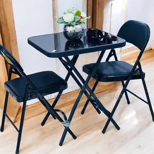 Modern 2-Seater Metallic Dining Set Dining Table Comfortable Chairs