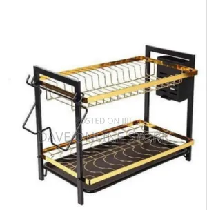 Sophisticated Two-Tier Dish Drying Rack and Countertop Organizer